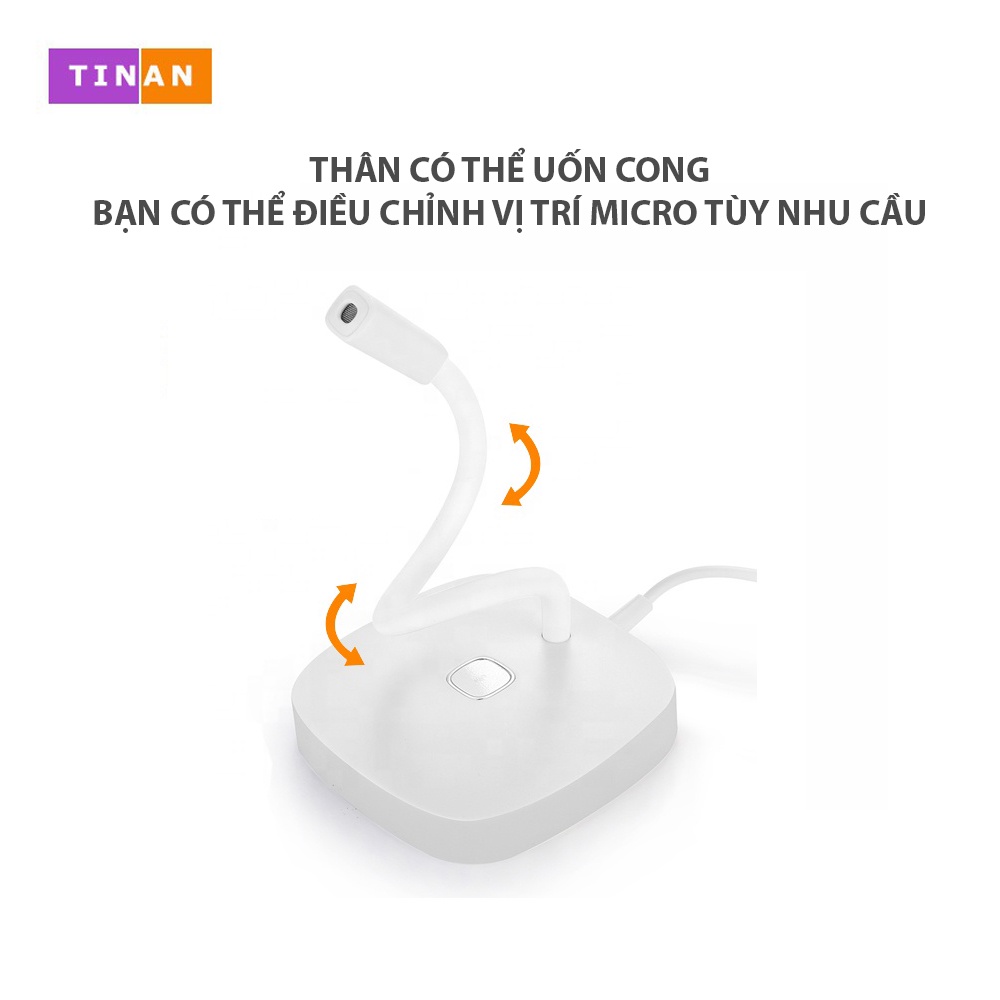 Micro Đa Hướng Độ Nhạy Cao Kết TINAN G22, Nối USB, Cho PC, Laptop, Máy Tính