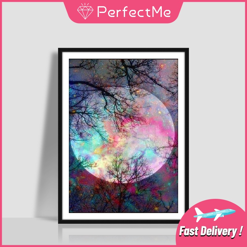 Tranh Đính Đá 5D Tự Làm Hình Mặt Trăng Kích Thước 30X40Cm