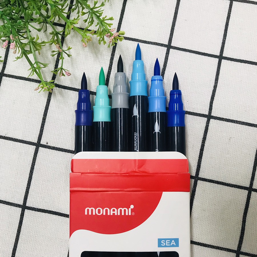 Bút Màu 2 đầu Monami Color Twin Brush Hộp 6 Màu Thái Lan (Lẻ tùy chọn)