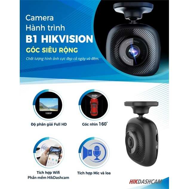 Camera hành trình Hikvision B1, mic và loa, tích hợp wifi