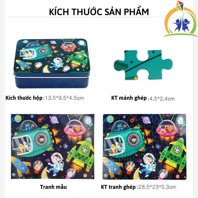 Đồ chơi xếp hình cho bé GenKids Tranh ghép hình bằng gỗ 100 mảnh có tranh hướng dẫn và hộp đựng cao cấp
