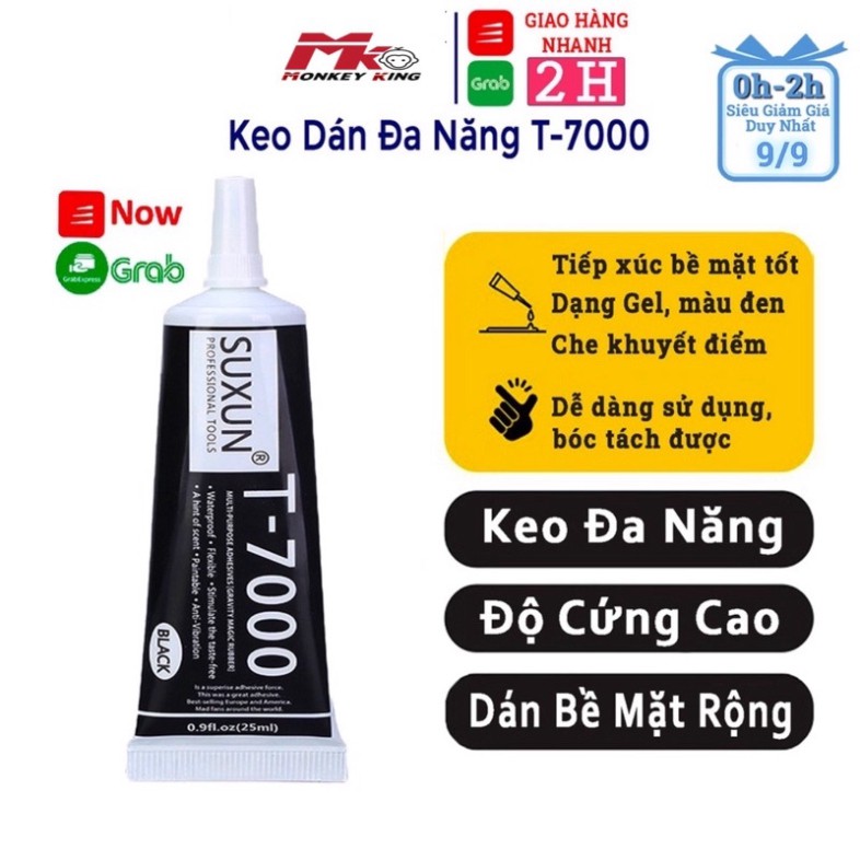 Keo dán đa năng T7000, dán viền màn hình, dán lưng điện thoại, linh kiện các loại đồ thủ công, keo màu đen - Monkey King