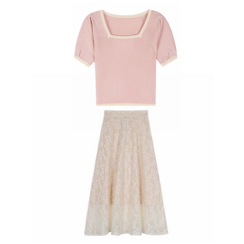 AMOI Set Áo Thun Ngắn Tay Và Chân Váy Chữ A Lưng Cao Thời Trang Dành Cho Nữ 2022