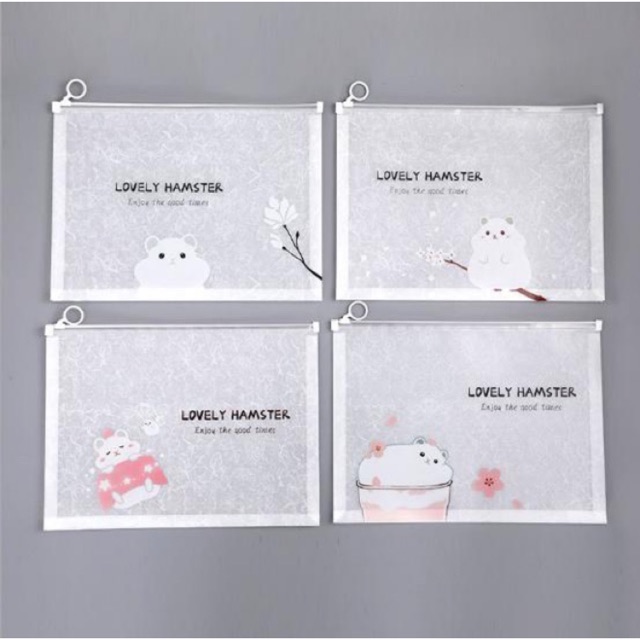 Bìa nhựa túi zip đựng giấy A4 mẫu dễ thương