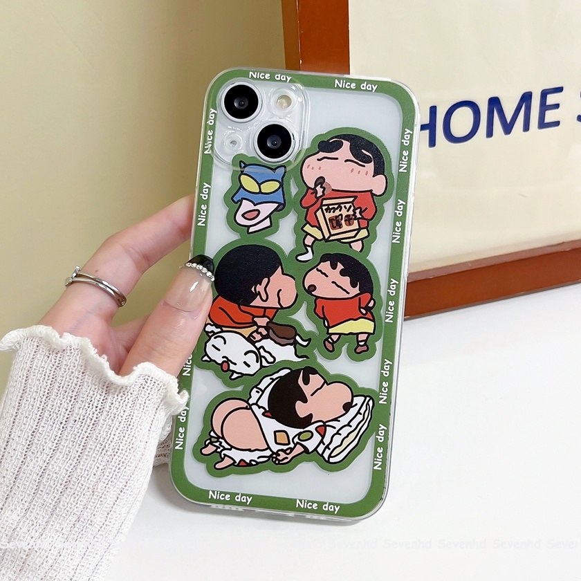 Ốp Điện Thoại Họa Tiết Hoạt Hình Cậu Bé Bút Chì Cho iPhone 13 12 11 Pro Max SE2020 X XR Xs Max 7 8 6 6s Plus