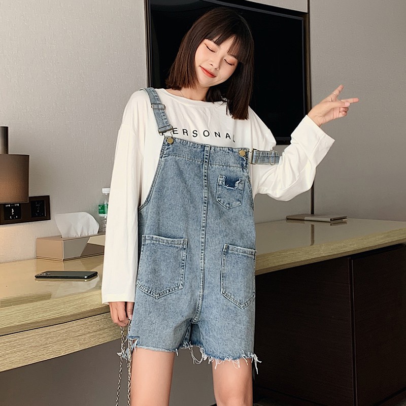 Quần yếm jeans lửng phối 2 túi ulzzang ,yếm đùi bò nữ ,HÓT TICHTOC thời trang 1989 ,quần sóc bò phong cách hàn quốc