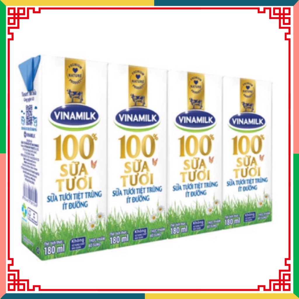 Thùng sữa tươi khử trùng Vinamilk Ít đường hộp 180ml