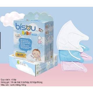 Khẩu trang bisou baby cho bé dưới 4 tuổi - hộp 10 cái