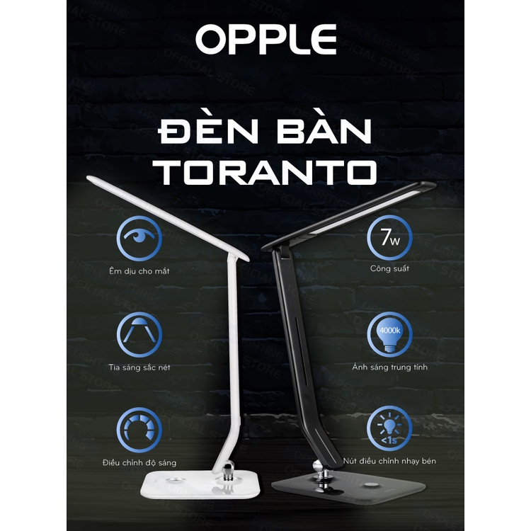 Đèn Bàn OPPLE LED Toranto 7W Dim 4000K - Đèn Học Thông Minh Bảo Vệ Mắt - Hàng Chính Hãng