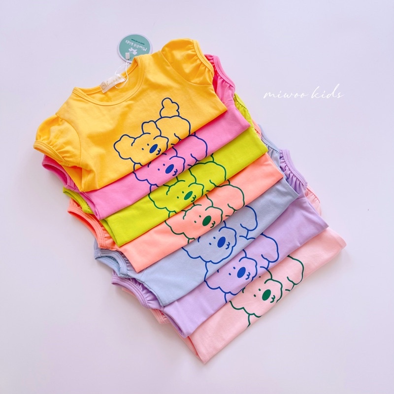 Bộ áo cộc quần dài miwoo kids in hình cho bé gái