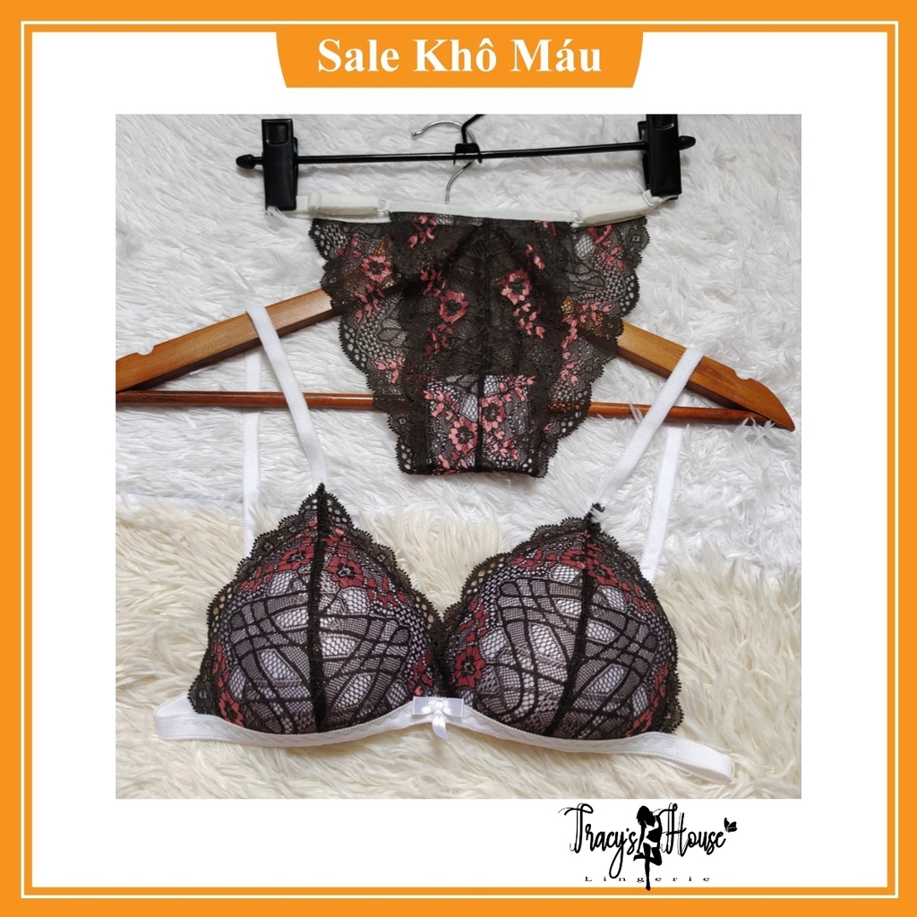 Set Bra - Bralette ren sexy không gọng, mút mỏng - Màu đen họa tiết - NY38