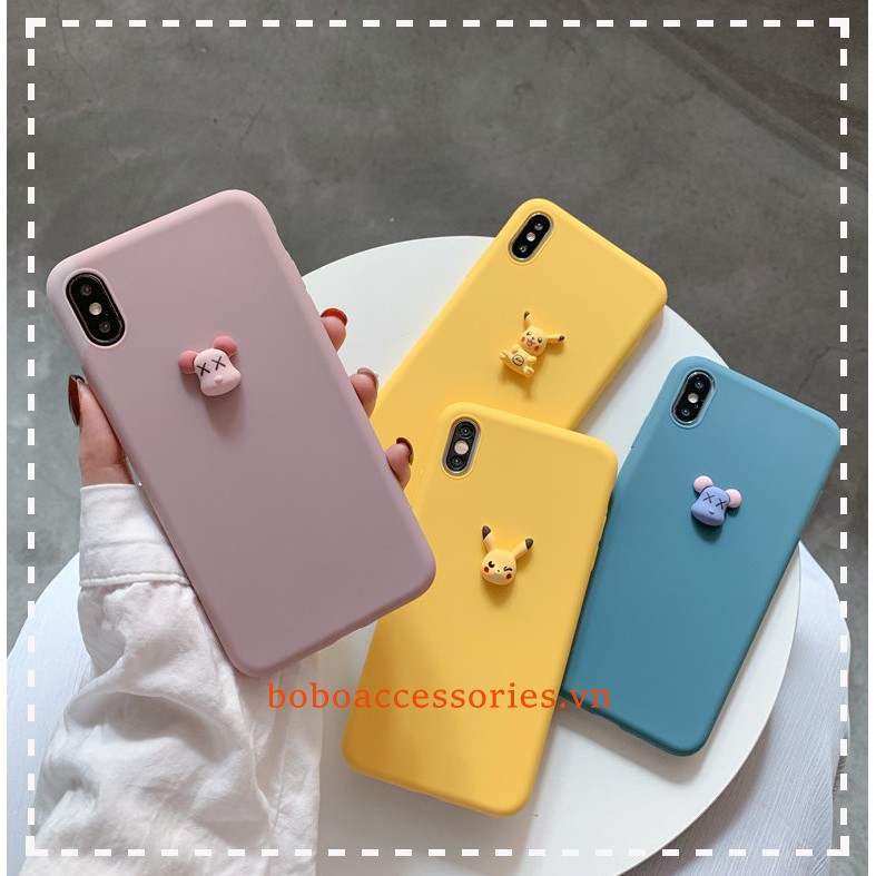 Ốp điện thoại nhân vật hoạt hình 3D màu trơn cho IPHONE 6 6S 7 8 PLUS 11 PRO MAX X XR XS MAX