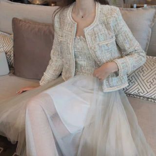 (SẴN) Set áo dạ tweed + áo yếm 2 dây (tách set)