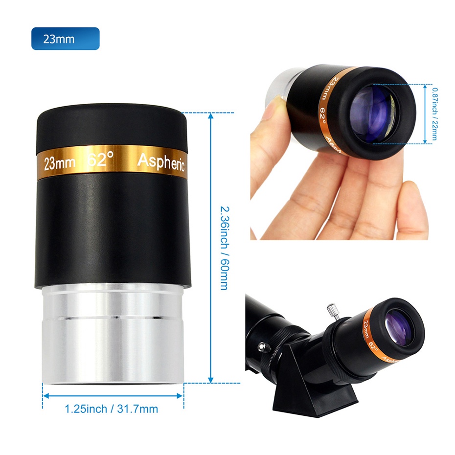 Thị Kính Svbony 1.25 &quot;Thiên Văn Học 62° Ống Nhòm HD Dài 4mm / 10mm / 23mm Cho Thiên Văn