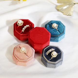 1 Hộp Đựng Nhẫn Cưới Hình Lục Giác Bằng Vải Nhung 6 Màu 5x5x4cm