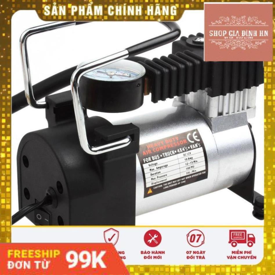 [Giảm 50%] Bơm ô tô xe máy mini 12V Heavy Duty Air Compressor 120W Có kèm đầu chuyển 220v sang 12v tiện lợi