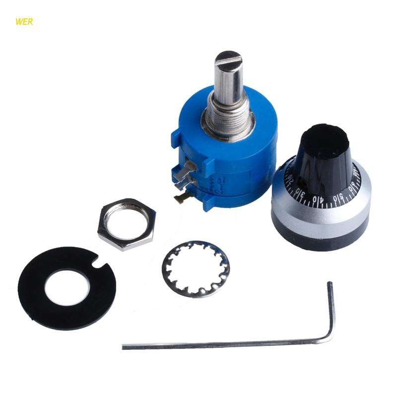 Chiết Áp 10K 1P Om 3590S-2-103L Với 10 Núm Xoay Tròn Chuyên Dụng