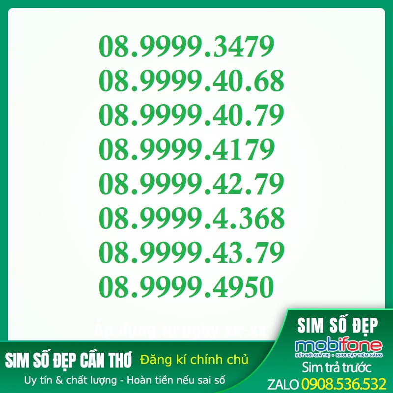Sim số đẹp tứ quý đầu 08
