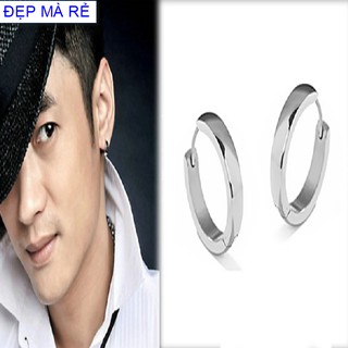 Bông tai Nam Titan Đẹp Mà Rẻ khoen tròn cá tính màu đen - Cam kết 1 đổi 1 nếu đen và gỉ sét
