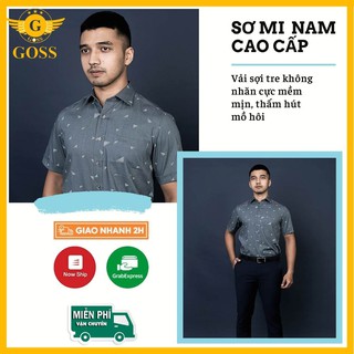 ⭐️FREESHIP⭐️ Áo Sơ Mi Nam Trơn Cộc Tay Cao Cấp Không Nhăn Họa Tiết Hình Tam Giác Nhiều Màu GOSS !!