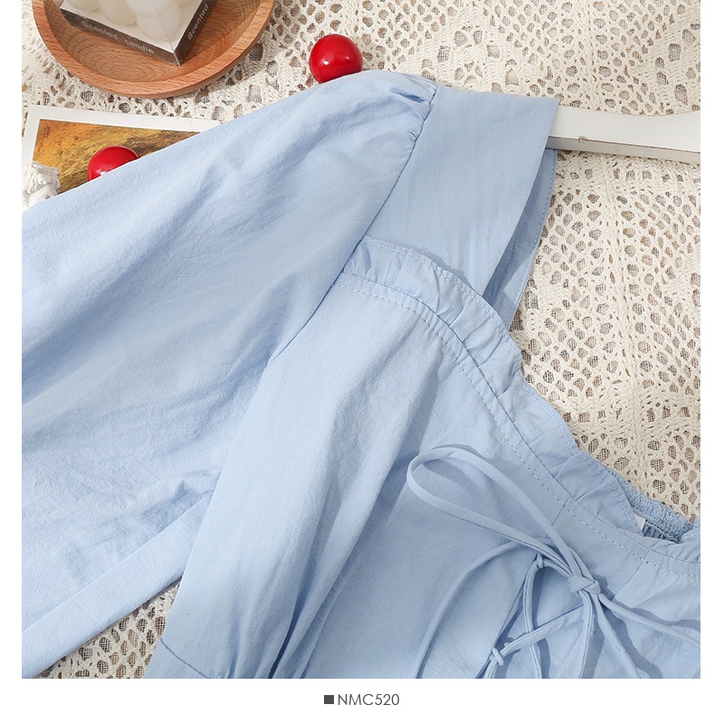 [Augustcloth] Áo tay phồng phồng thắt dây phong cách Hàn Quốc