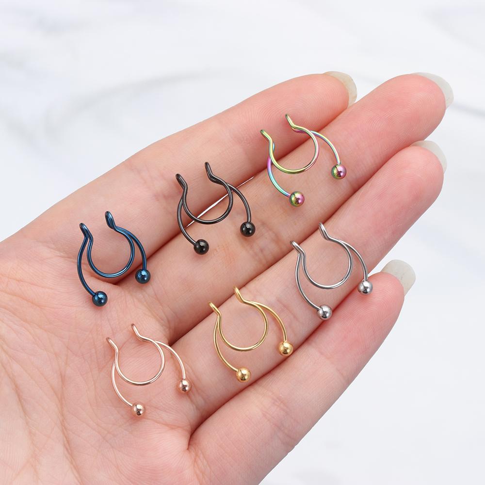Khuyên Mũi Giả Bằng Thép Không Gỉ Nhiều Màu Thời Trang