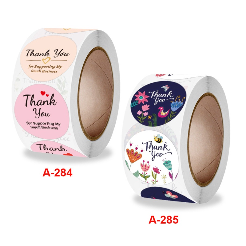 Cuộn 500 Nhãn Dán Tròn In Chữ Thank You Dùng Trang Trí Hộp Quà Tặng