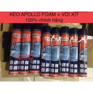 Keo nở Apollo Foam 750ml + Vòi Xịt | bịt khe hở lỗ hổng,vết nứt