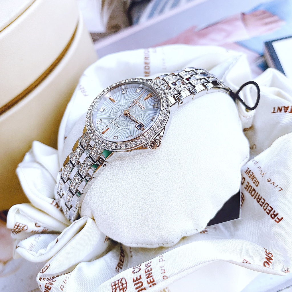 Đồng hồ nữ chính hãng Citizen ECO-DRIVE EW2340-58A - Máy quartz pin - Kính cứng