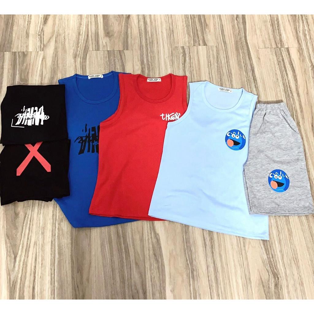 Bộ sát nách bé trai, quần áo bé trai, sét cotton siêu mịn mát 15-49kg