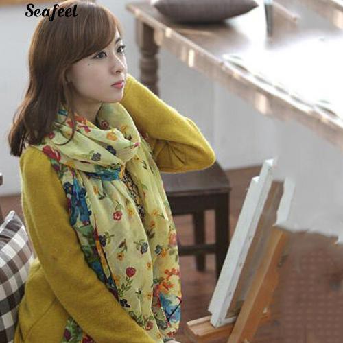 Khăn choàng vải voan họa tiết hoa choàng cổ làm quà giáng sinh