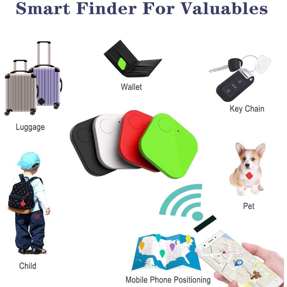 Thiết Bị Theo Dõi Bluetooth Thẻ Thông Minh Mini Báo Động Chống Thất Lạc Không Dây Túi Trẻ Em Ví Chìa Khóa Thiết Bị Tìm Thú Cưng Xe Hơi Định Vị GPS Nhắc Nhở Bị Mất