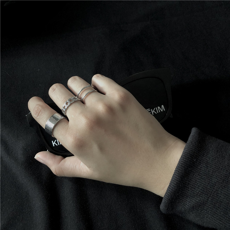 Set Nhẫn Đeo Tay Kim Loại Phong Cách Hip Hop Cho Nam Nữ