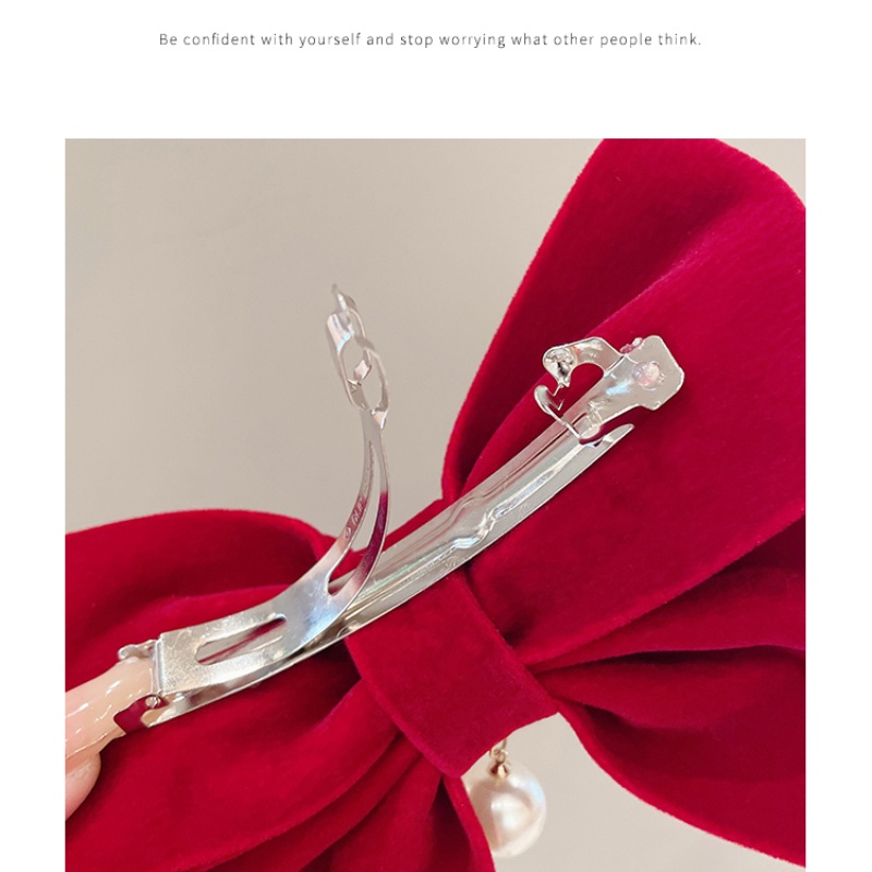 Kẹp Tóc Hình Nơ Ruy Băng Màu Đen Phong Cách Hàn Quốc Cho Nữ