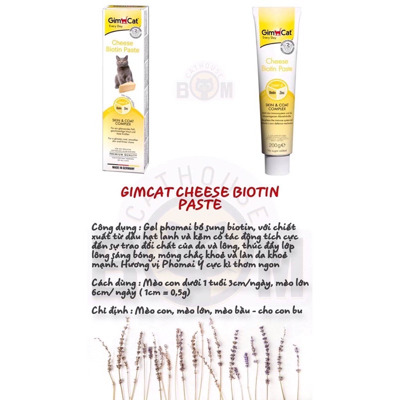 Gel Gimcat dưỡng da và lông bổ sung biotin cho mèo ( tuýp 200gr)