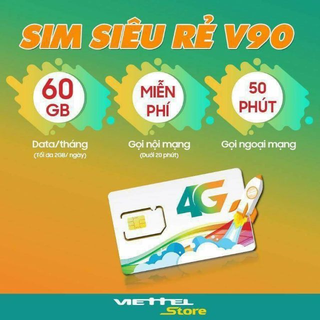 Sim V90 Viettel - Sim gọi và vào mạng siêu rẻ