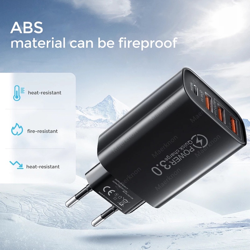 Củ Sạc Nhanh 20W 4 Cổng USB QC3.0 Cho iPhone Và Android