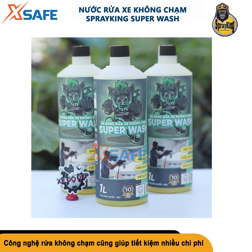 Nước rửa xe bọt tuyết không chạm SPRAYKING SUPER WASH chai 1 Lít rửa xe siêu sạch, siêu sáng bóng, tạo bọt mịn nhiều bọt