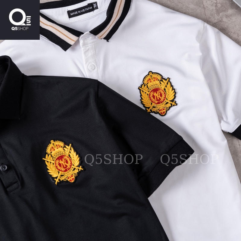 ÁO thun polo cao cấp thêu áo thun cổ dệt nam nữ thêu vương miện
