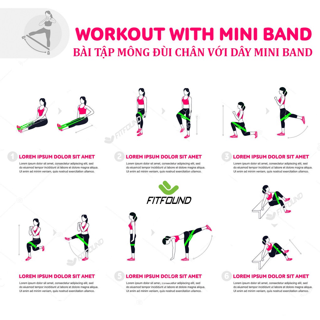 Dây Cao su Kháng Lực Mini Band Tập Mông Đùi Chân Chống Xoắn Có Vân Ma Sát Chống Trượt- Miniband FITFOUND