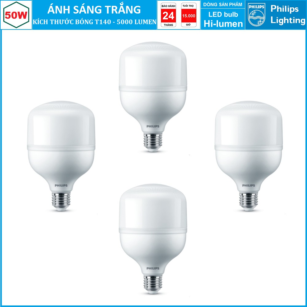 ( BỘ 4 ) BÓNG ĐÈN LED BULB PHILIPS 50W HI-LUMEN TFORCE CORE HB MV ND E27 GEN3 ( THAY THẾ BÓNG COMPACT CÔNG SUẤT CAO )