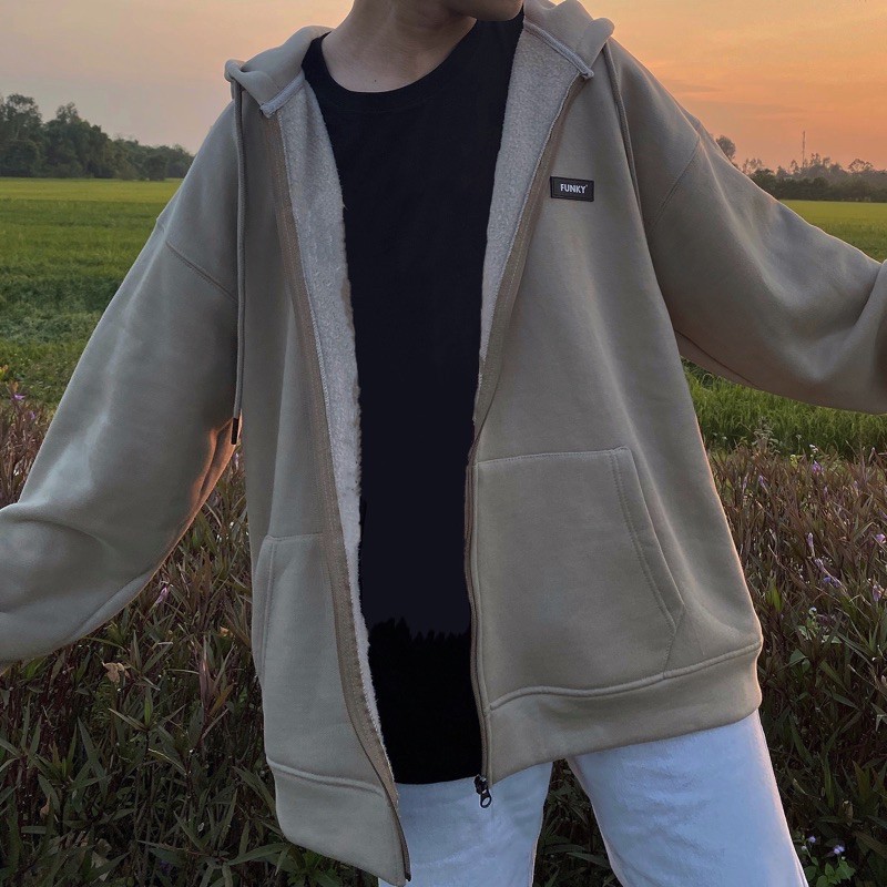  ÁO HOODIE ZIP BEGIE (NÂU DA) | BigBuy360 - bigbuy360.vn
