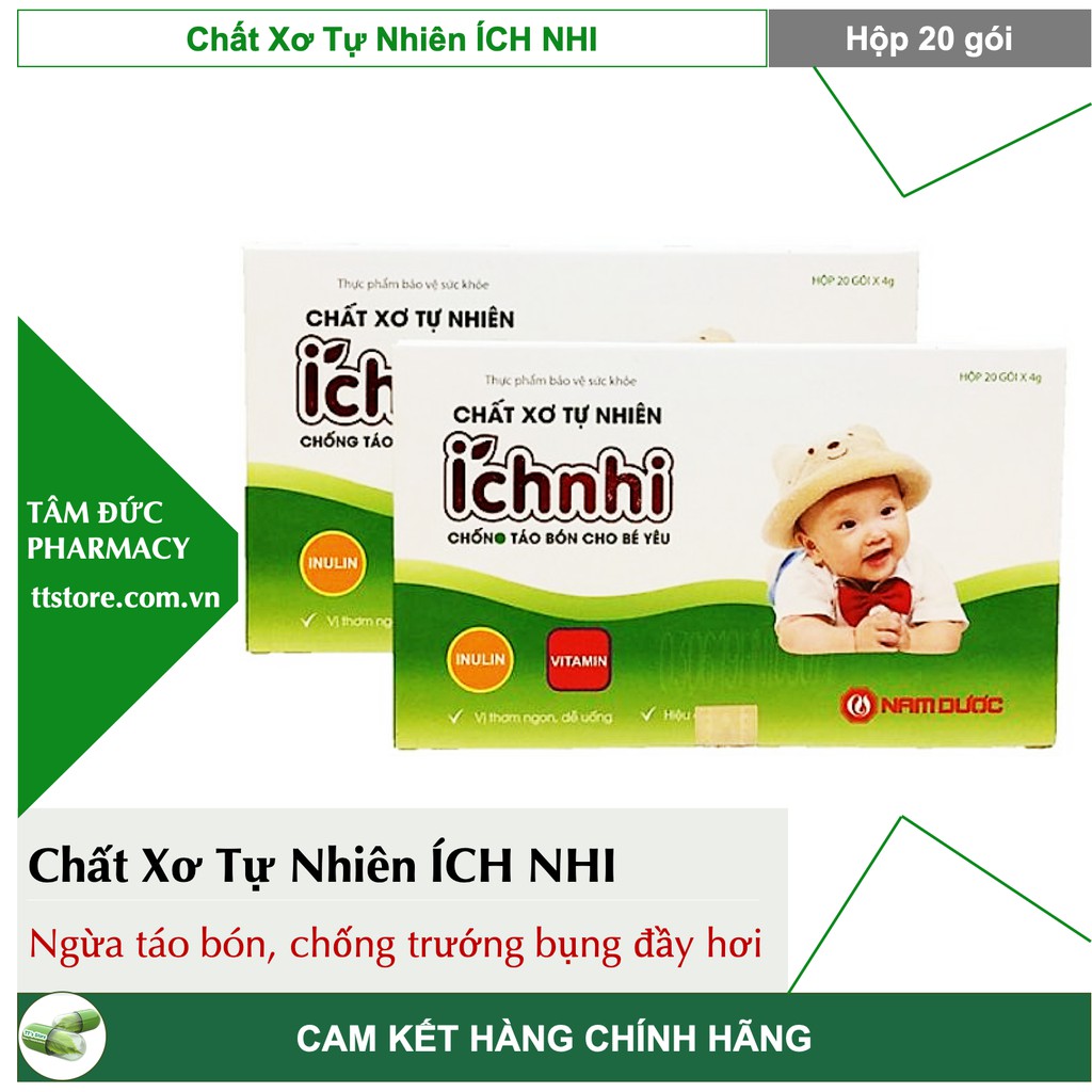 Chất Xơ Tự Nhiên ÍCH NHI [Hộp 20 gói] - Giảm táo bón, chướng bụng cho bé [Nam Dược]