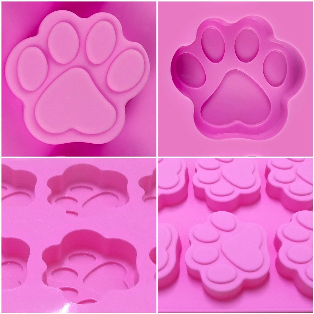 Khuôn Làm Bánh Kẹo ANAEAT Bằng Silicon Hình Bàn Chân Cún 3D 8 Ngăn Tái Sử Dụng Được Tiện Lợi