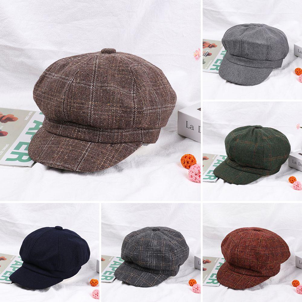Mũ Beret Vải Cotton Màu Đen Xám Thời Trang Thu Đông Cho Nữ