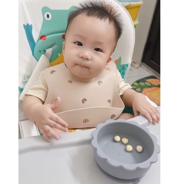 FamiShop Yếm ăn dặm silicon hình gấu chery họa tiết Hàn Quốc