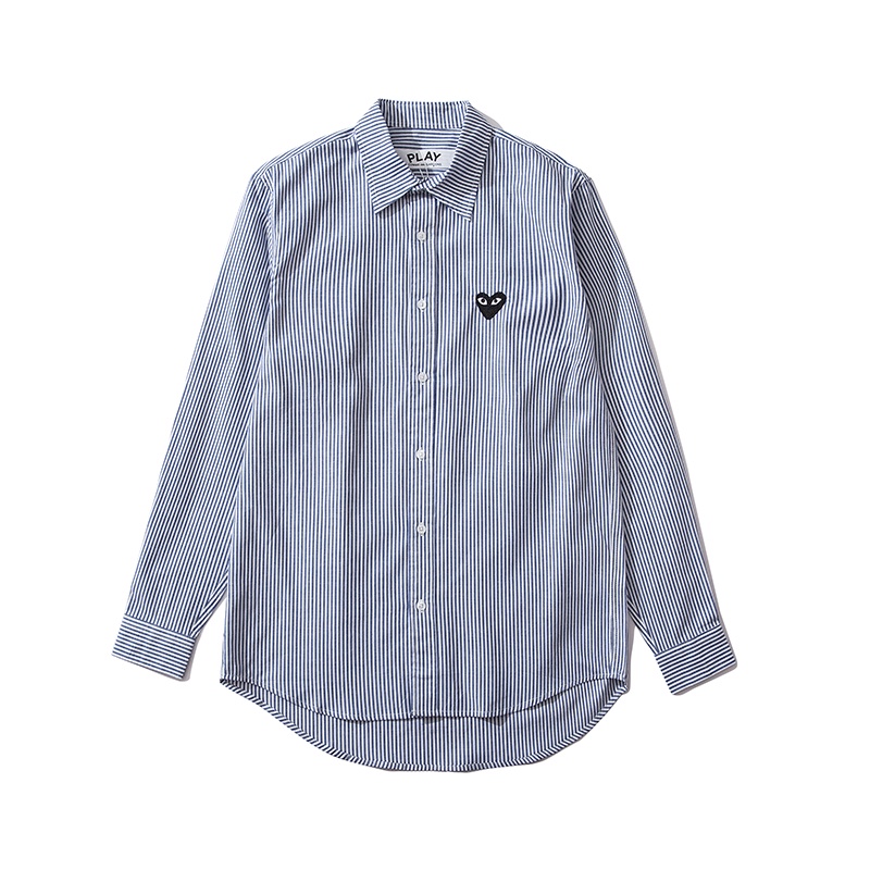 ❤❀  ❤ Áo Sơ Mi Tay Dài Vải Cotton Kẻ Sọc Thêu Hình Trái Tim Thời Trang Cho Các Cặp Đôi