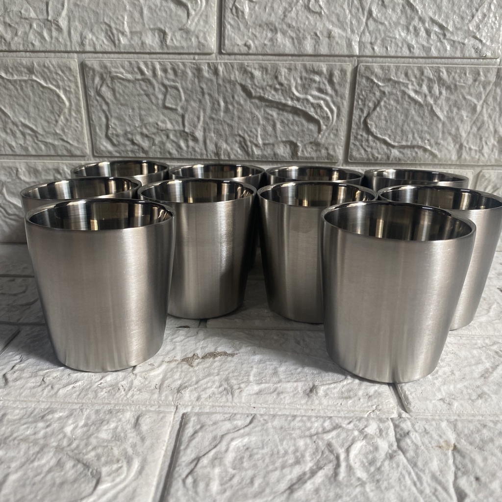 Bộ 5-10 Ly, cốc Inox 304 cao cấp 150ml không nắp. Giữ nhiệt. Thích hợp cho trẻ nhỏ. Làm đá. uống nước. cà phê...