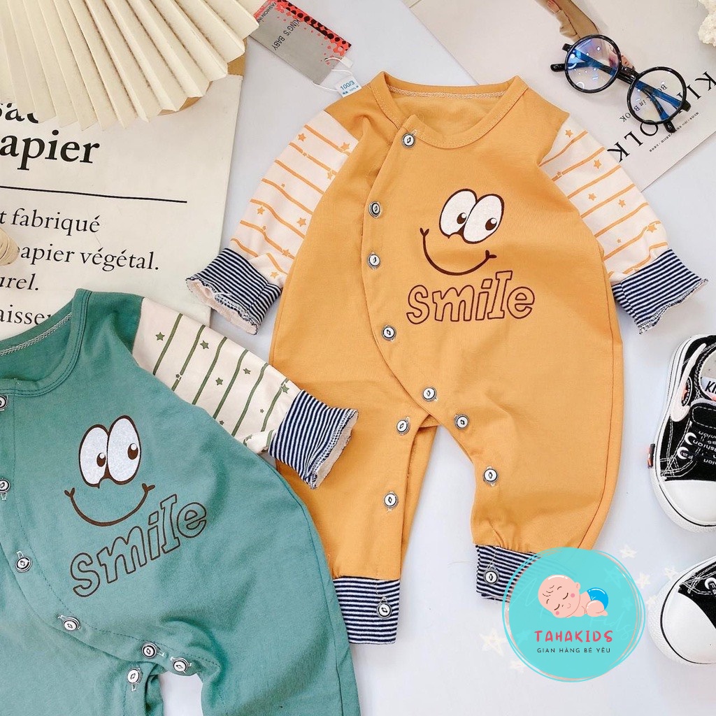 Body sơ sinh dài tay Bộ đồ liền thân bé trai bé gái Bodysuit cotton thu đông_tahakids