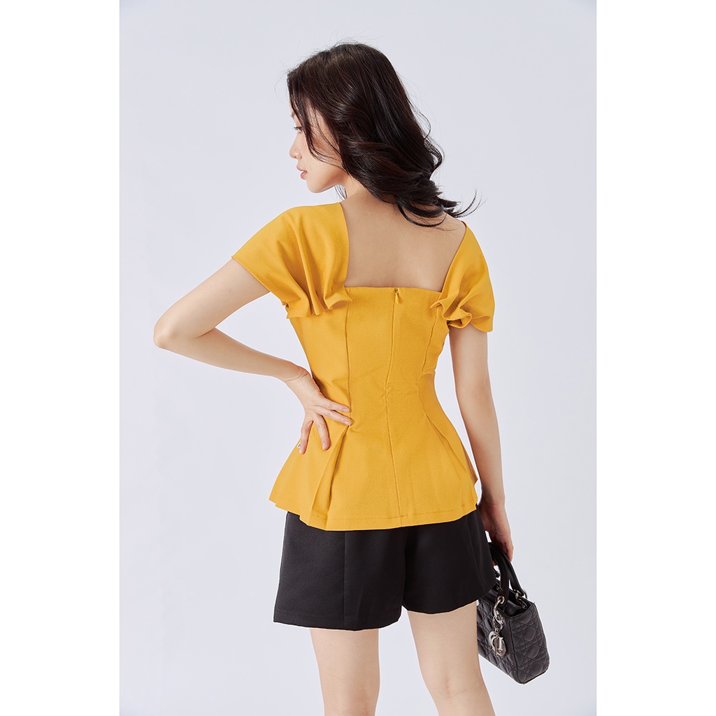 Áo peplum 20sexy by 20AGAIN, sơ mi thiết kế công sở thanh lịch tay nhún đính cúc ASA0852